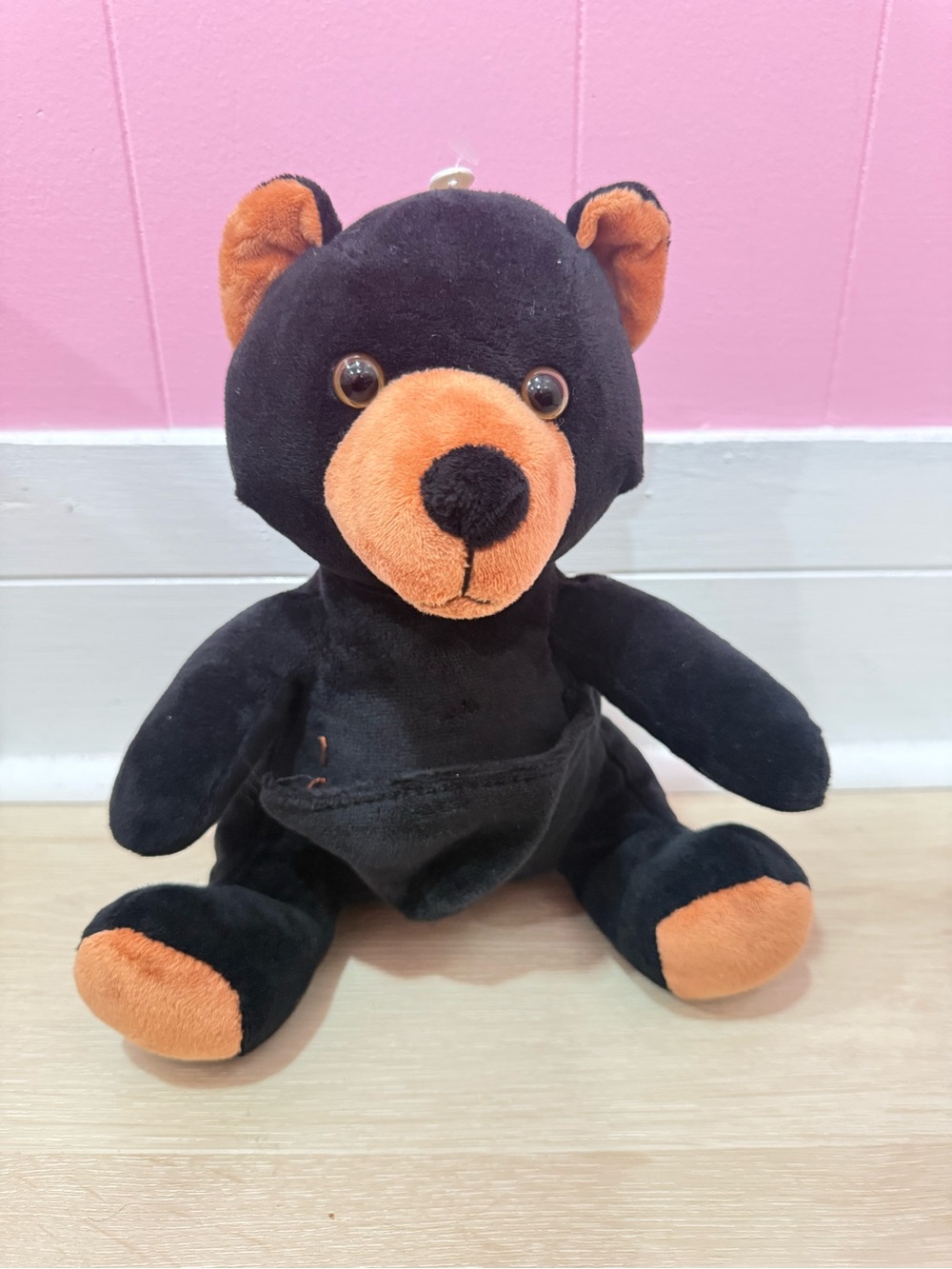 Black and Orange Plush Bear Kids Toy
